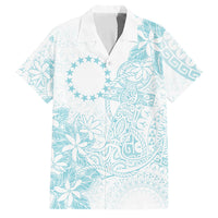Turquoise Kuki Airani Tapakau Family Matching Long Sleeve Bodycon Dress and Hawaiian Shirt Tribal Anchor Mix Tiare LT7 Dad's Shirt - Short Sleeve Turquoise - Polynesian Pride
