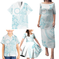 Turquoise Kuki Airani Tapakau Family Matching Puletasi and Hawaiian Shirt Tribal Anchor Mix Tiare LT7 - Polynesian Pride