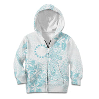 Turquoise Kuki Airani Tapakau Kid Hoodie Tribal Anchor Mix Tiare LT7 Zip Hoodie Turquoise - Polynesian Pride