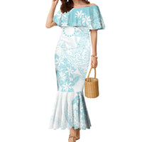 Turquoise Kuki Airani Tapakau Mermaid Dress Tribal Anchor Mix Tiare LT7 Women Turquoise - Polynesian Pride