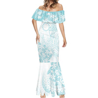 Turquoise Kuki Airani Tapakau Mermaid Dress Tribal Anchor Mix Tiare LT7 - Polynesian Pride