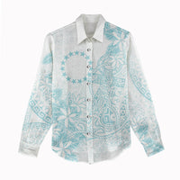 Turquoise Kuki Airani Tapakau Women Casual Shirt Tribal Anchor Mix Tiare LT7 - Polynesian Pride