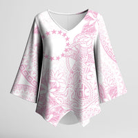 Candy Pink Kuki Airani Tapakau Kimono Sleeve Blouse Tribal Anchor Mix Tiare