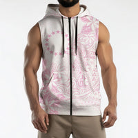 Candy Pink Kuki Airani Tapakau Sleeveless Zip Hoodie Tribal Anchor Mix Tiare LT7 - Polynesian Pride