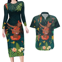 Hawaii Hula Girl Vintage Couples Matching Long Sleeve Bodycon Dress and Hawaiian Shirt Tropical Forest LT7 Colorful - Polynesian Pride