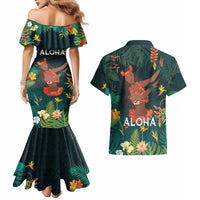 Hawaii Hula Girl Vintage Couples Matching Mermaid Dress and Hawaiian Shirt Tropical Forest LT7 - Polynesian Pride