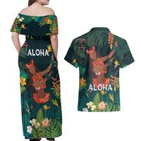 Hawaii Hula Girl Vintage Couples Matching Off Shoulder Maxi Dress and Hawaiian Shirt Tropical Forest LT7 - Polynesian Pride