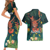 Hawaii Hula Girl Vintage Couples Matching Short Sleeve Bodycon Dress and Hawaiian Shirt Tropical Forest LT7 - Polynesian Pride