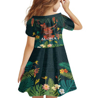 Hawaii Hula Girl Vintage Family Matching Short Sleeve Bodycon Dress and Hawaiian Shirt Tropical Forest LT7 - Polynesian Pride