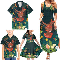 Hawaii Hula Girl Vintage Family Matching Summer Maxi Dress and Hawaiian Shirt Tropical Forest LT7 - Polynesian Pride