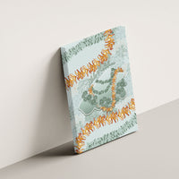 Hawaii Kaho'olawe Island Flowers Lei Canvas Wall Art Silver Hinahina Kū Kahakai