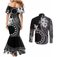 Kia Orana Cook Islands Couples Matching Mermaid Dress and Long Sleeve Button Shirt Tiare and Stars LT7 - Polynesian Pride