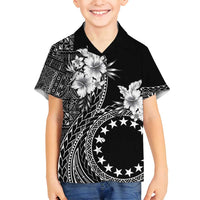 Kia Orana Cook Islands Family Matching Long Sleeve Bodycon Dress and Hawaiian Shirt Tiare and Stars LT7 Son's Shirt Black - Polynesian Pride