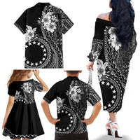 Kia Orana Cook Islands Family Matching Off The Shoulder Long Sleeve Dress and Hawaiian Shirt Tiare and Stars LT7 - Polynesian Pride