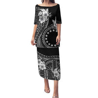 Kia Orana Cook Islands Family Matching Puletasi and Hawaiian Shirt Tiare and Stars LT7 Mom's Dress Black - Polynesian Pride