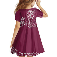 Kia Orana Cook Islands Family Matching Off Shoulder Maxi Dress and Hawaiian Shirt Tiare and Stars - Maroon LT7 - Polynesian Pride