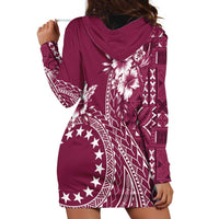 Kia Orana Cook Islands Hoodie Dress Tiare and Stars - Maroon LT7 - Polynesian Pride
