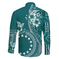 Kia Orana Cook Islands Family Matching Tank Maxi Dress and Hawaiian Shirt Tiare and Stars - Teal LT7 - Polynesian Pride