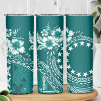 Kia Orana Cook Islands Skinny Tumbler Tiare & Stars - Teal LT7 - Polynesian Pride