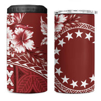 Kia Orana Cook Islands 4 in 1 Can Cooler Tumbler Tiare & Stars - Scarlet LT7 One Size: 16 oz Red - Polynesian Pride