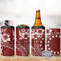 Kia Orana Cook Islands 4 in 1 Can Cooler Tumbler Tiare & Stars - Scarlet LT7 - Polynesian Pride