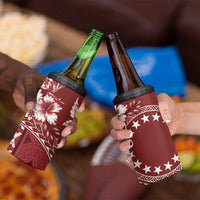 Kia Orana Cook Islands 4 in 1 Can Cooler Tumbler Tiare & Stars - Scarlet LT7 - Polynesian Pride