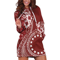 Kia Orana Cook Islands Hoodie Dress Tiare and Stars - Scarlet LT7 Red - Polynesian Pride