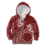 Kia Orana Cook Islands Kid Hoodie Tiare and Stars - Scarlet LT7 Zip Hoodie Red - Polynesian Pride