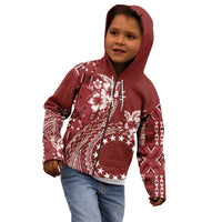 Kia Orana Cook Islands Kid Hoodie Tiare and Stars - Scarlet LT7 - Polynesian Pride