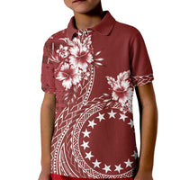 Kia Orana Cook Islands Kid Polo Shirt Tiare and Stars - Scarlet LT7 Kid Red - Polynesian Pride