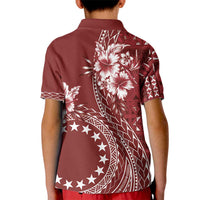 Kia Orana Cook Islands Kid Polo Shirt Tiare and Stars - Scarlet LT7 - Polynesian Pride