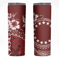 Kia Orana Cook Islands Skinny Tumbler Tiare & Stars - Scarlet LT7 Red - Polynesian Pride