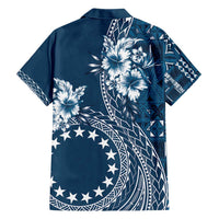 Kia Orana Cook Islands Family Matching Long Sleeve Bodycon Dress and Hawaiian Shirt Tiare and Stars - Navy Blue LT7 - Polynesian Pride