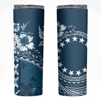 Kia Orana Cook Islands Skinny Tumbler Tiare & Stars - Navy Blue LT7 Navy Blue - Polynesian Pride