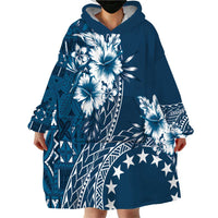 Kia Orana Cook Islands Wearable Blanket Hoodie Tiare and Stars - Navy Blue LT7 - Polynesian Pride