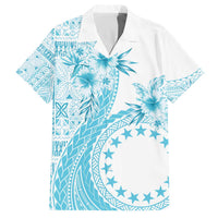 Kia Orana Cook Islands Family Matching Off Shoulder Short Dress and Hawaiian Shirt Tiare and Stars - Turquoise LT7 Dad's Shirt - Short Sleeve Turquoise - Polynesian Pride