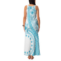 Kia Orana Cook Islands Family Matching Tank Maxi Dress and Hawaiian Shirt Tiare and Stars - Turquoise LT7 - Polynesian Pride