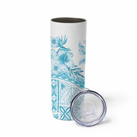 Kia Orana Cook Islands Skinny Tumbler Tiare & Stars - Turquoise LT7 - Polynesian Pride