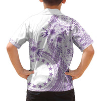 Kia Orana Cook Islands Family Matching Summer Maxi Dress and Hawaiian Shirt Tiare and Stars - Lavender LT7 - Polynesian Pride