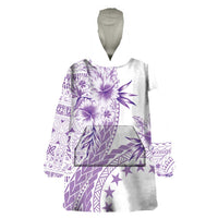 Kia Orana Cook Islands Wearable Blanket Hoodie Tiare and Stars - Lavender LT7 One Size Lavender - Polynesian Pride