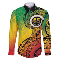 Vanuatu 45th Independence Anniversary Family Matching Off The Shoulder Long Sleeve Dress and Hawaiian Shirt Ni-Van Sandroing LT7 Dad's Shirt - Long Sleeve Colorful - Polynesian Pride