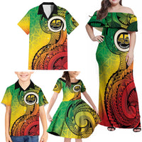 Vanuatu 45th Independence Anniversary Family Matching Off Shoulder Maxi Dress and Hawaiian Shirt Ni-Van Sandroing LT7 - Polynesian Pride