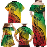 Vanuatu 45th Independence Anniversary Family Matching Off Shoulder Maxi Dress and Hawaiian Shirt Ni-Van Sandroing LT7 - Polynesian Pride
