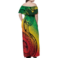 Vanuatu 45th Independence Anniversary Family Matching Off Shoulder Maxi Dress and Hawaiian Shirt Ni-Van Sandroing LT7 - Polynesian Pride