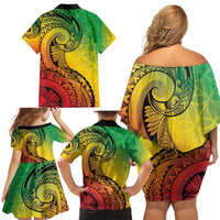 Vanuatu 45th Independence Anniversary Family Matching Off Shoulder Short Dress and Hawaiian Shirt Ni-Van Sandroing LT7 - Polynesian Pride