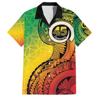 Vanuatu 45th Independence Anniversary Family Matching Off Shoulder Short Dress and Hawaiian Shirt Ni-Van Sandroing LT7 Dad's Shirt - Short Sleeve Colorful - Polynesian Pride