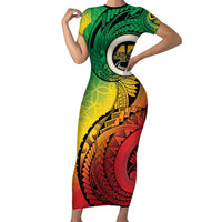 Vanuatu 45th Independence Anniversary Family Matching Short Sleeve Bodycon Dress and Hawaiian Shirt Ni-Van Sandroing LT7 Mom's Dress Colorful - Polynesian Pride