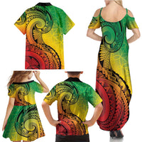 Vanuatu 45th Independence Anniversary Family Matching Summer Maxi Dress and Hawaiian Shirt Ni-Van Sandroing LT7 - Polynesian Pride