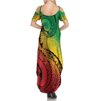 Vanuatu 45th Independence Anniversary Family Matching Summer Maxi Dress and Hawaiian Shirt Ni-Van Sandroing LT7 - Polynesian Pride