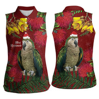 Kakapo Bird New Zealand Women Sleeveless Polo Shirt Floral Christmas LT7 - Polynesian Pride